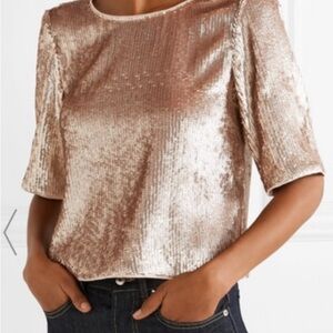 J. Crew Sequin Top Rose Gold with Double Bows on back, size 8